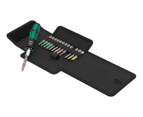 Wera Kraftform Kompakt 838 RA-R M Set 1, with ratchet function, bit set (black/green, 1/4, 15 pieces)