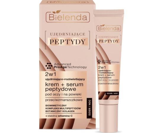 Bielenda Bielenda Ujędrniające Peptydy Ujędniająco-Rozświetlający Krem - Serum peptydowe 2w1 pod oczy i na powieki 15ml