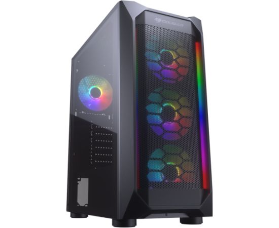 COUGAR | MX410 Mesh -G RGB | PC Case | Mid Tower / Mesh Front Panel with ARGB strips / 4 x ARGB Fans / 4mm TG Left Panel