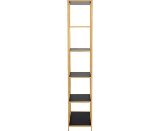 Shelf SEAFORD 77x35xH185cm, black/golden