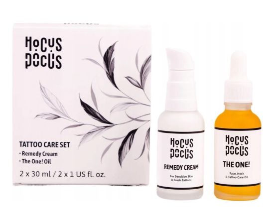 HOCUS POCUS_SET Tattoo Care Remedy Cream krem łagodzący 30ml + The One! olejek pielęgnujący do tatuażu 30ml