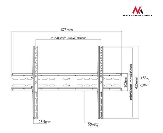 Maclean MC-749 LCD LED Plasma TV Mount Wall Mount Slim Max. Vesa 600x400 (37-70" 35kg)