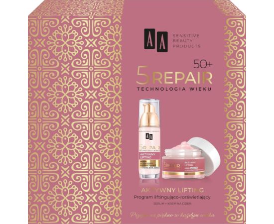 AA_SET 5 Repair Technologia Wieku krem na dzień 50+ 50ml + serum liftingująco-rozświetlające 35ml