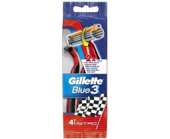 Gillette GILLETTE_Blue 3 Nitro jednorazowe maszynki do golenia dla mężczyzn 4szt - 7702018293704