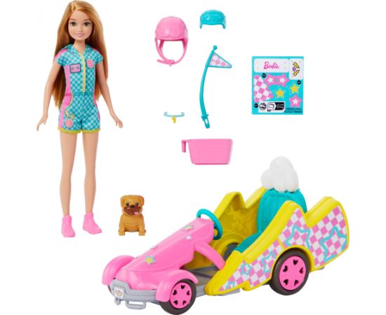 Lalka Barbie Mattel Gokart Stacie Pojazd filmowy i lalka + piesek HRM08