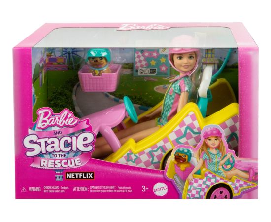 Lalka Barbie Mattel Gokart Stacie Pojazd filmowy i lalka + piesek HRM08