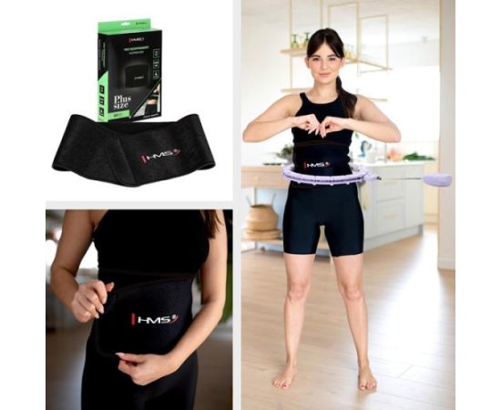 Komplekts HULA HOOP MAGNETIC VIOLET HHM14 WITH WEIGHT + COUNTER HMS + WAIST SUPPORT BR163 BLACK PLUZ SIZE