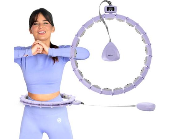 Komplekts HULA HOOP MAGNETIC VIOLET HHM14 WITH WEIGHT + COUNTER HMS + WAIST SUPPORT BR163 BLACK PLUZ SIZE