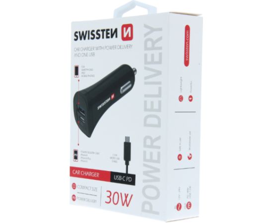 Swissten Power Delivery Автомобильная зарядка 12 / 24V / 2.4A / 30W + кабель Micro USB 1.5m