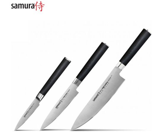 Samura MO-V Комплект ножей Paring 90mm / Utility 125mm / Chef's 200mm из AUS 8 Японской стали 59 HRC