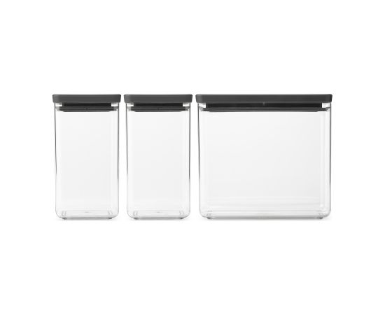 BRABANTIA uzglabāšanas kārbu komplekts Tasty+, 3 gab., Dark Grey - 230707