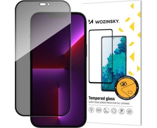 Wozinsky   Privacy glass with Anti Spy filter for iPhone 15 Pro Wozinsky Privacy Glass - black