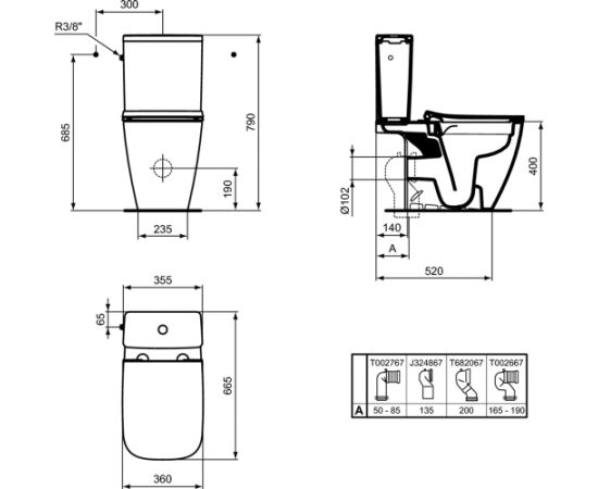 Ideal Standard Ideal Standar i.life B grīdas klozetpods ar RimLS+ skalošanas funkciju - gab.