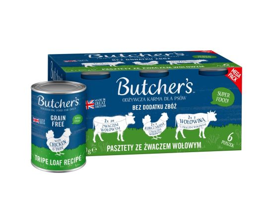 BUTCHER'S Original Mega pack mix tripe loaf recipe - wet dog food - 6 x 400g