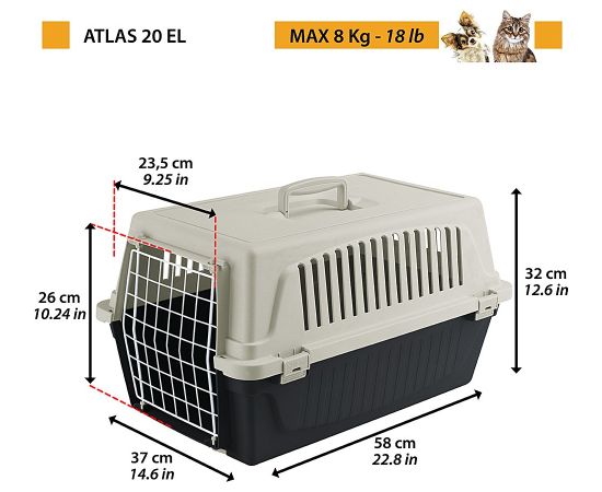 FERPLAST Atlas 20 EL - pet carrier, grey black