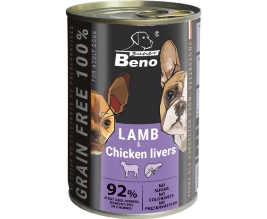 Certech SUPER BENO Lamb with chicken livers - wet dog food - 415g