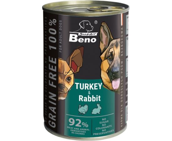 Certech SUPER BENO Turkey and rabbit - wet dog food - 415g