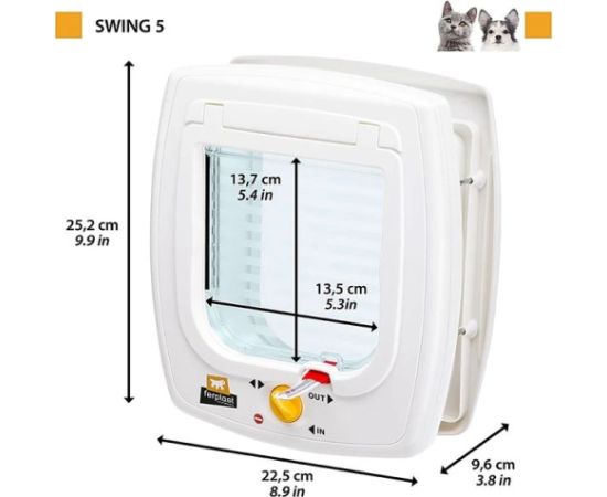 FERPLAST Swing 5 grey - dog and cat door - 22,5 x 9,6 x 25,2cm