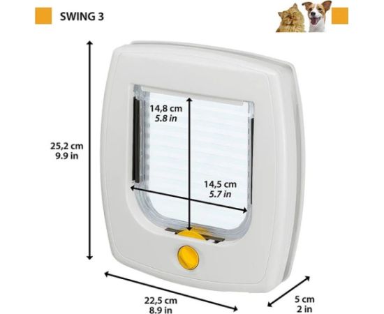 FERPLAST Swing 3 grey - dog and cat door - 22,5 x 5 x 25,2cm