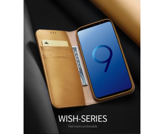 Dux Ducis Wish Magnet Case Grāmatveida Maks No Īstas Ādas Telefonam Samsung Galaxy Note 9 Brūns