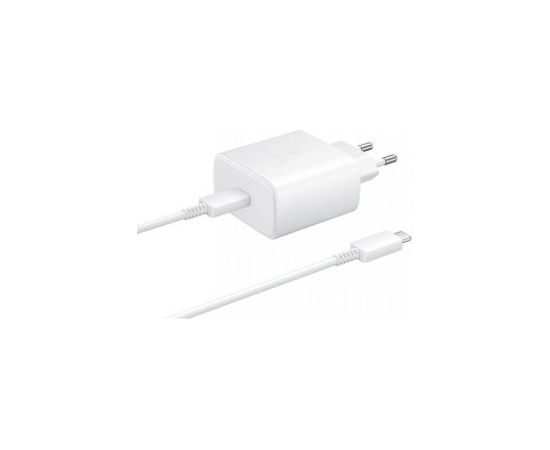 Samsung -  EP-TA845EWE + EP-DW767JWE Samsung 45W Travel Charger + USB-C/USB-C Data Cable White (OOB Bulk)