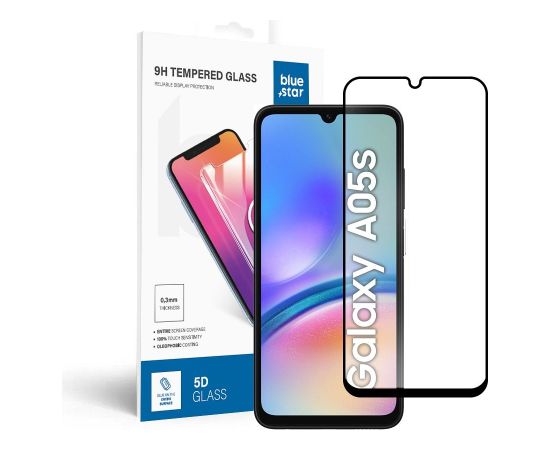 Bluestar Blue Star 5D aizsargstikls pilnam ekrānam Samsung A057 Galaxy A05S melns