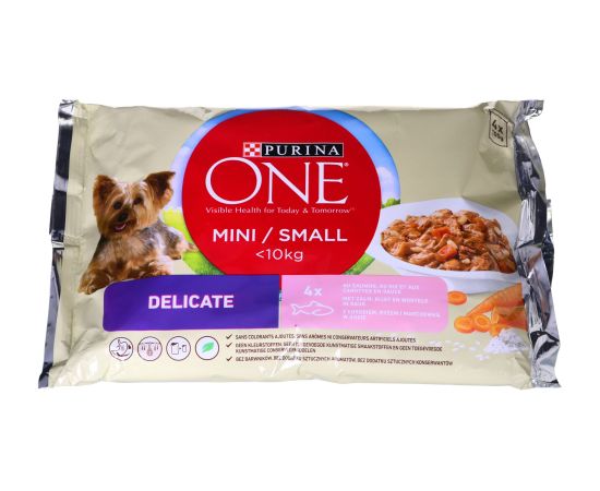 Purina One mini delicate - wet dog food - with salmon and rice - 4 x 100g