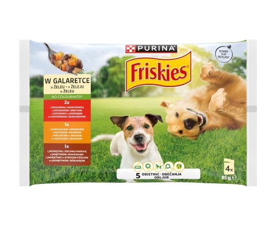 PURINA FRISKIES ADULT Wołowina,Kurczak,Jagnię 4x85g