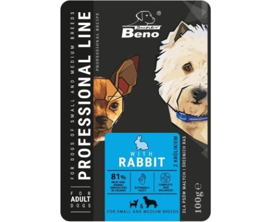 Super Benek SUPER BENO Adult Small and medium Rabbit - Wet dog food - 100 g