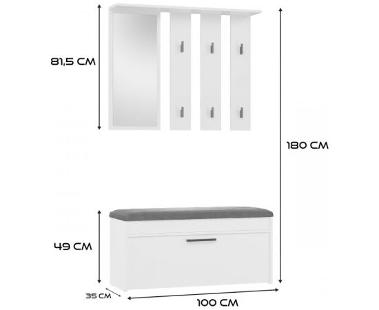 Top E Shop PARMA closet 100x35x180 cm, white