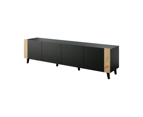 Cama Meble TV cabinet FARO 200x42x52 black matt + oak craft