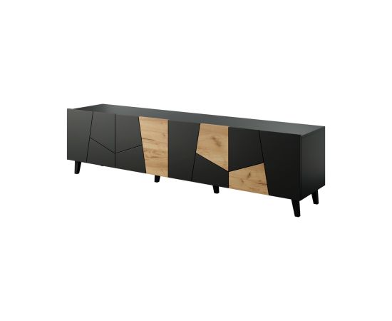 Cama Meble RTV cabinet ETNA 200x42x52 black matt + oak craft