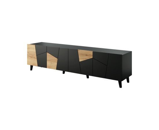 Cama Meble RTV cabinet ETNA 200x42x52 black matt + oak craft