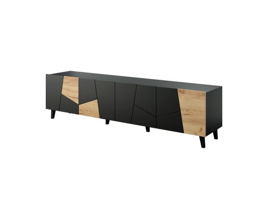 Cama Meble RTV cabinet ETNA 200x42x52 black matt + oak craft