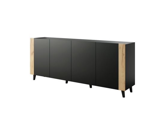 Cama Meble FARO chest of drawers 200x42x82 matte black + oak craft