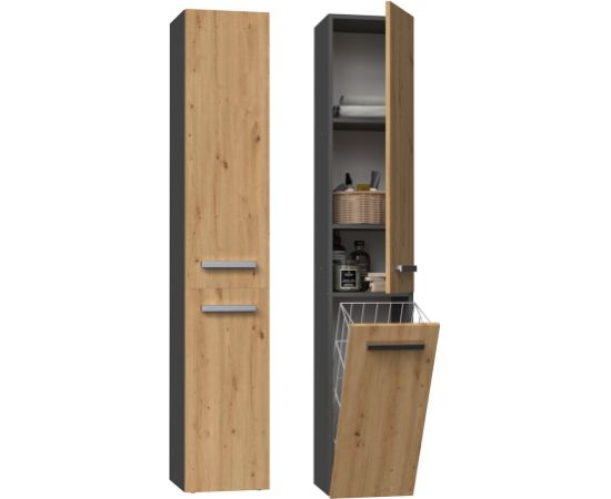 Top E Shop Topeshop NEL IV ANT/ART bathroom storage cabinet Graphite, Oak