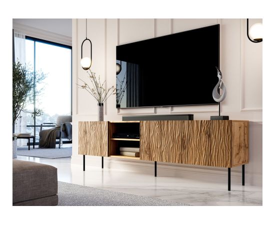 Cama Meble RTV JUNGLE cabinet 190x40.5x59.5 oak wotan + black legs