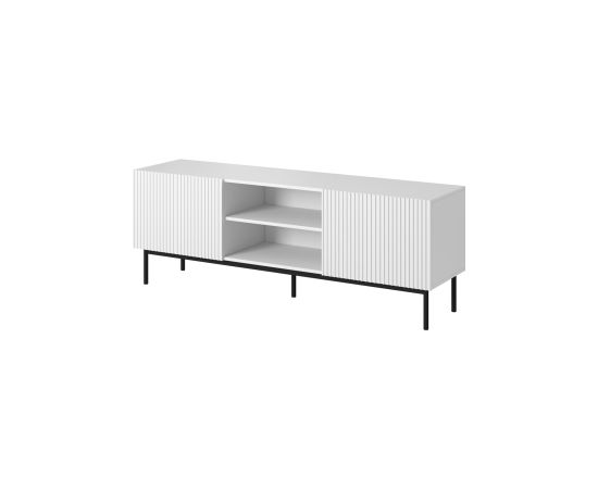 Cama Meble PAFOS RTV cabinet on black steel frame 150x40x60 cm white matt