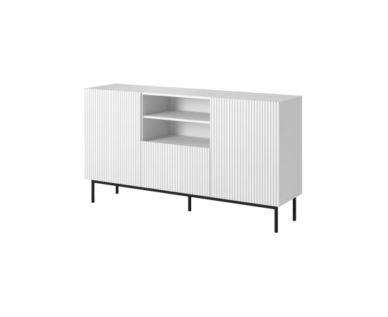 Cama Meble PAFOS chest of drawers on a black steel frame 150x40x90 cm white matt