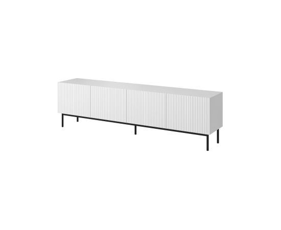 Cama Meble PAFOS RTV cabinet on black steel frame 200x40x60 cm white matt