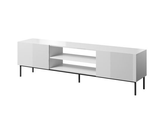 Cama Meble RTV SLIDE 200K cabinet on a black steel frame 200x40x57 cm all in gloss white