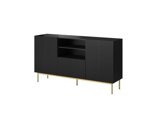 Cama Meble PAFOS chest of drawers on golden steel frame 150x40x90 cm matte black