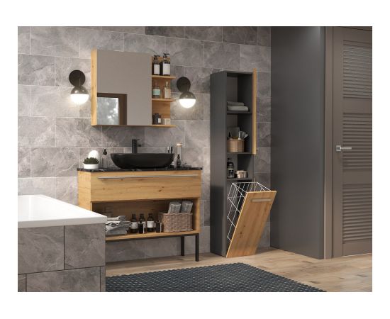 Top E Shop Topeshop NEL III ANT/ART bathroom storage cabinet Graphite, Oak