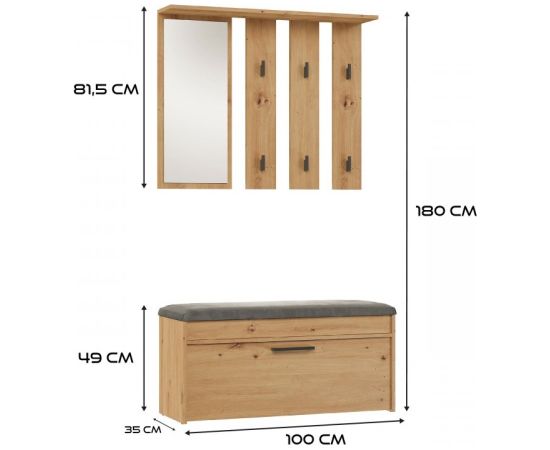 Top E Shop PARMA closet 100x35x180 cm, artisan oak