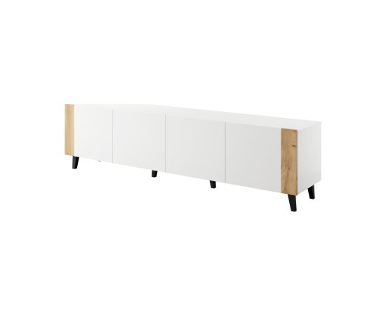 Cama Meble RTV cabinet FARO 200x42x52 white matt + oak craft