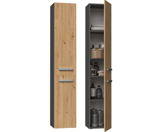 Top E Shop Topeshop NEL II ANT/ART bathroom storage cabinet Graphite, Oak