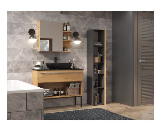 Top E Shop Topeshop NEL II ANT/ART bathroom storage cabinet Graphite, Oak