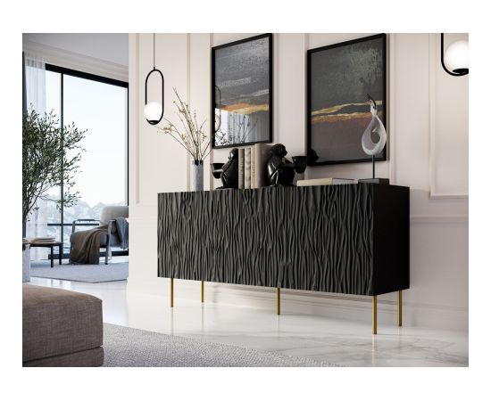 Cama Meble JUNGLE chest 152x40.5x74.5 matte black + golden legs