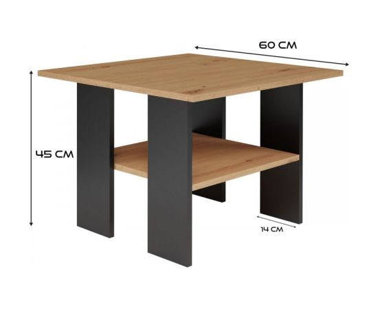 Top E Shop MODERNA Table 60x60x45 cm Artisan Oak/Black