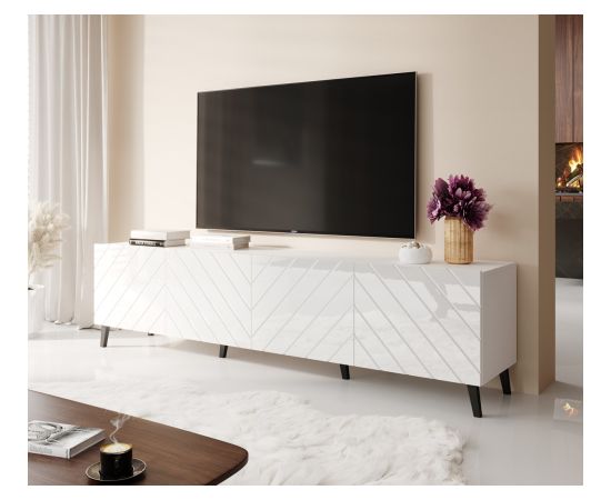 Cama Meble RTV cabinet ABETO 200x42x52 white/gloss white